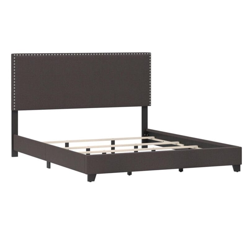 Willow Nailhead Trim Upholstered Queen Bed, Charcoal Fabric - Image 14