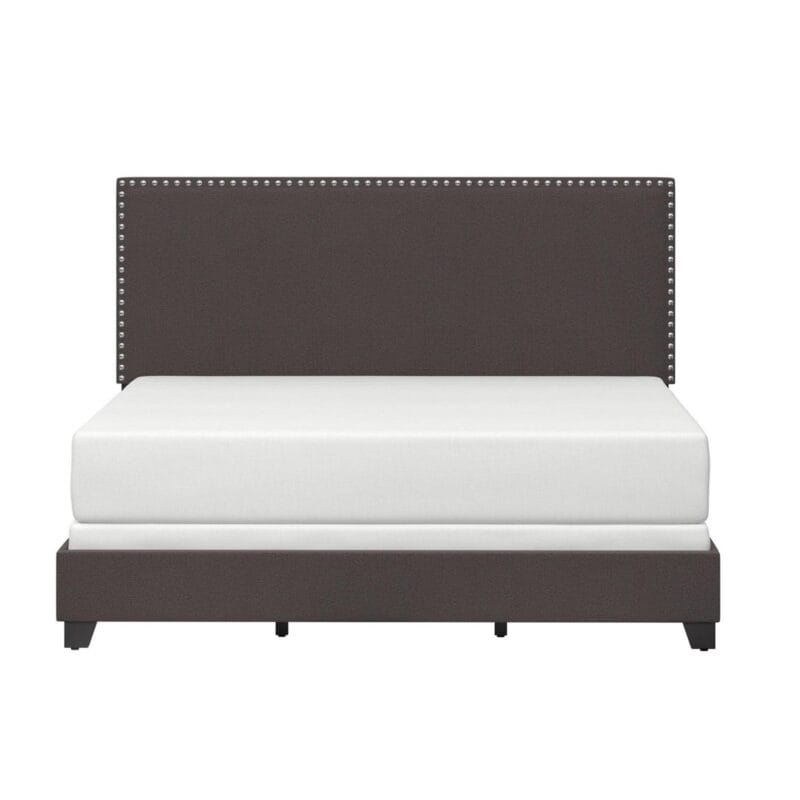 Willow Nailhead Trim Upholstered Queen Bed, Charcoal Fabric - Image 2