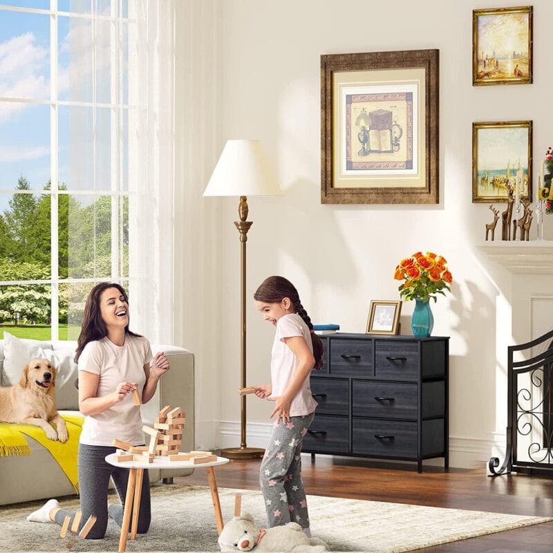 YITAHOME Dresser TV Stand, Dresser for Bedroom, Fabric Dresser with 7 Drawers, Furniture Storage Tower Cabinet for Bedroom, Living Room, Hallway, Closet and Nursery, Black Wood Grain - Image 3