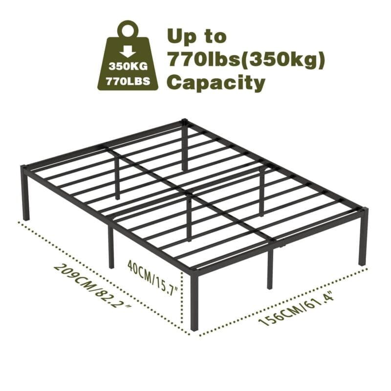 Yoneston 16 Inch Queen Metal Platform Bed Frame Reinforce Heavy Duty No Box Spring Mattress Foundation High Bed Frame with Under-Bed Storage for Adults Child - Image 6