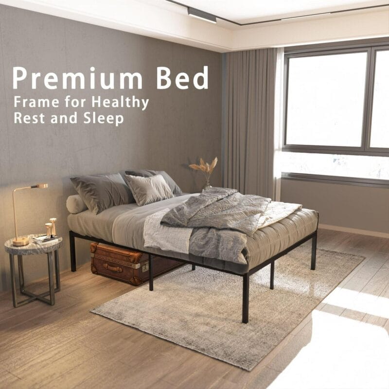 Yoneston 16 Inch Queen Metal Platform Bed Frame Reinforce Heavy Duty No Box Spring Mattress Foundation High Bed Frame with Under-Bed Storage for Adults Child - Image 7