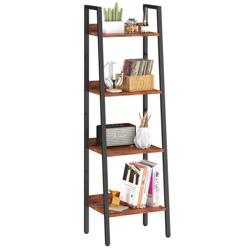 Yoobure Ladder Shelf, 4-Tier Corner Bookshelf Bookcase, Display Shelf Industrial Corner Ladder Shelf for Living Room