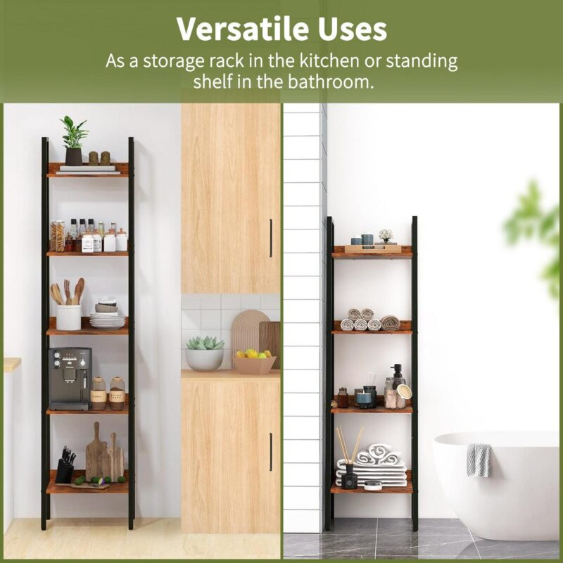 Yoobure Ladder Shelf, 4-Tier Corner Bookshelf Bookcase, Display Shelf Industrial Corner Ladder Shelf for Living Room - Image 6