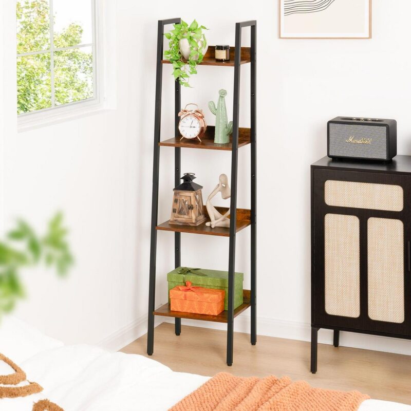 Yoobure Ladder Shelf, 4-Tier Corner Bookshelf Bookcase, Display Shelf Industrial Corner Ladder Shelf for Living Room - Image 7