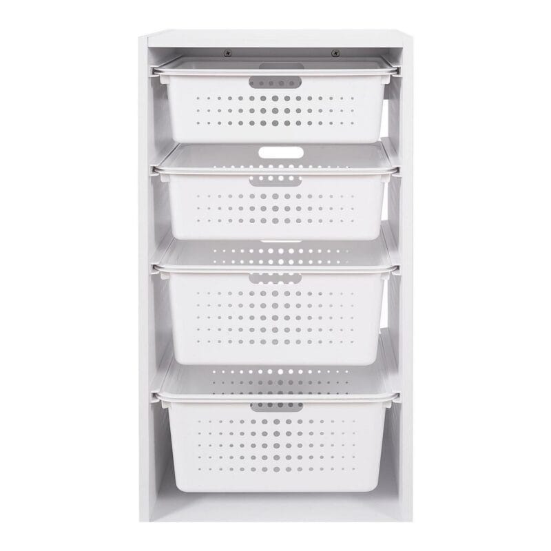 Your Zone Kids Sliding Bin Organizer with 4 Storage Bins, White, Age 3+ - Image 2