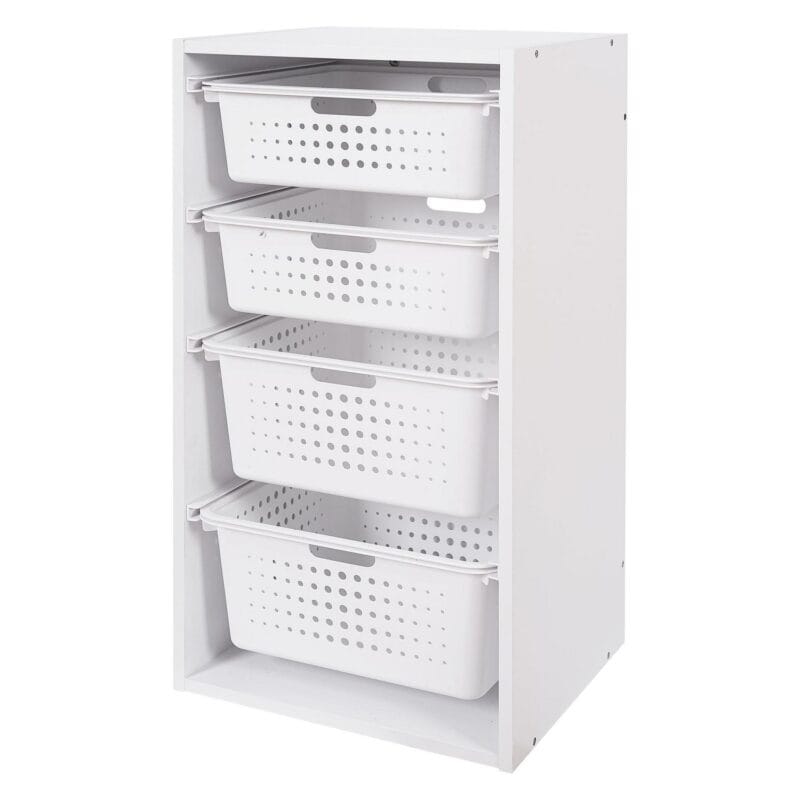 Your Zone Kids Sliding Bin Organizer with 4 Storage Bins, White, Age 3+ - Image 5
