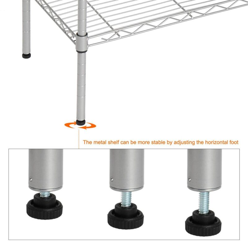 Zimtown 29''L x 13''W x 59''H Wire Shelving, Adjustable 5-Shelf Metal Garage Storage Rack Organizer for Kitchen Living Room, Chrome - Image 9