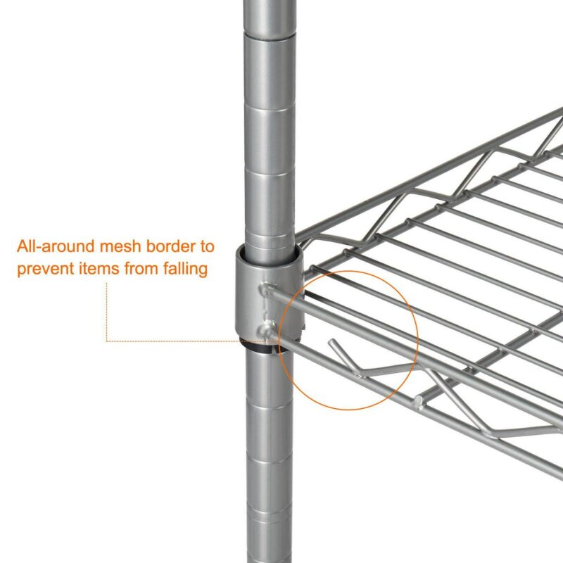 Zimtown 29''L x 13''W x 59''H Wire Shelving, Adjustable 5-Shelf Metal Garage Storage Rack Organizer for Kitchen Living Room, Chrome - Image 6