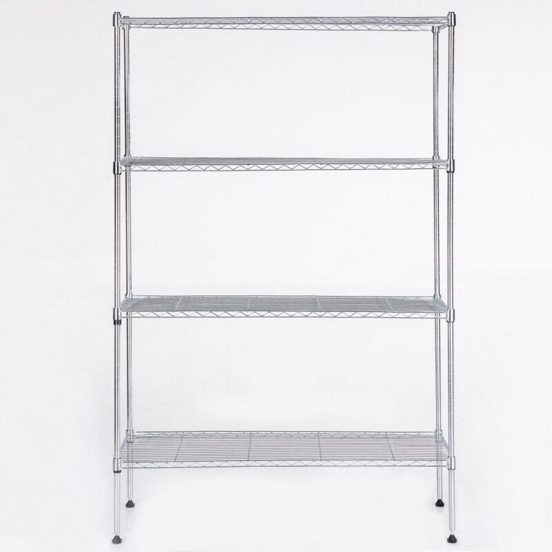 Zimtown 4 Layer Steel Rack Metal Shelf Adjustable Unit Garage Kitchen Storage Organizer Black/Chrome - Image 2