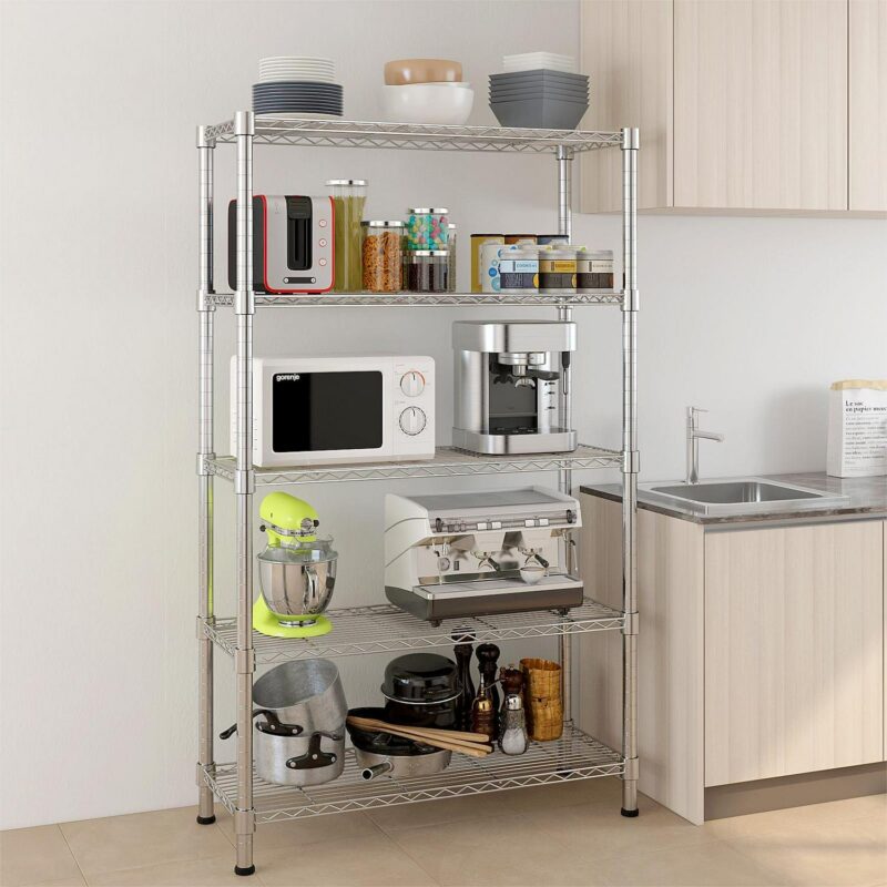 Zimtown 5 Shelf Storage Rack, NSF Wire Shelf Garage Storage Shelves Organizer Silver, Capacity for 1000lbs, 35 L x 13.8 W x 71 H - Image 2