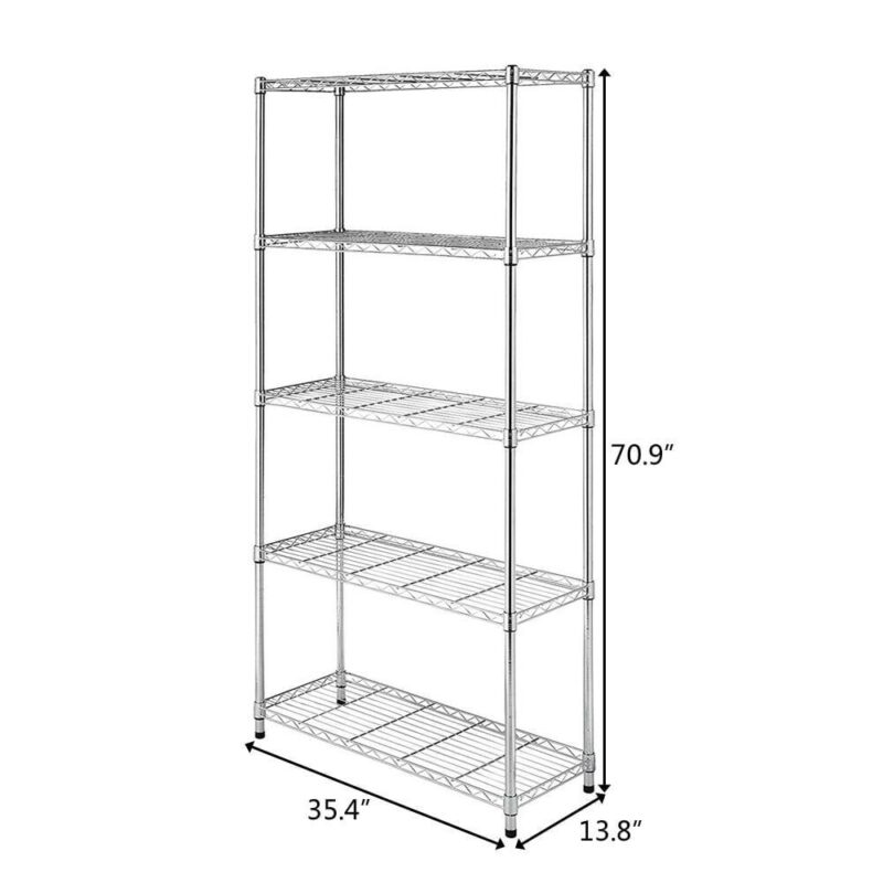 Zimtown 5 Shelf Storage Rack, NSF Wire Shelf Garage Storage Shelves Organizer Silver, Capacity for 1000lbs, 35 L x 13.8 W x 71 H - Image 4