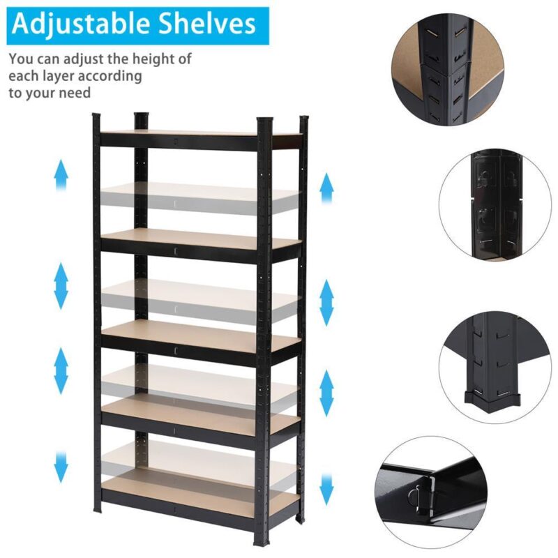 Zimtown 5 Tier Heavy Duty Steel Shelving Unit, 11.8 W x 29.5 D x 59 H Garage Storage Rack Black - Image 5