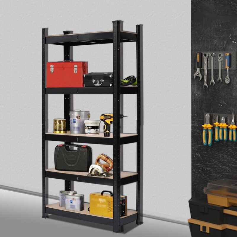 Zimtown 5 Tier Heavy Duty Steel Shelving Unit, 11.8 W x 29.5 D x 59 H Garage Storage Rack Black - Image 3