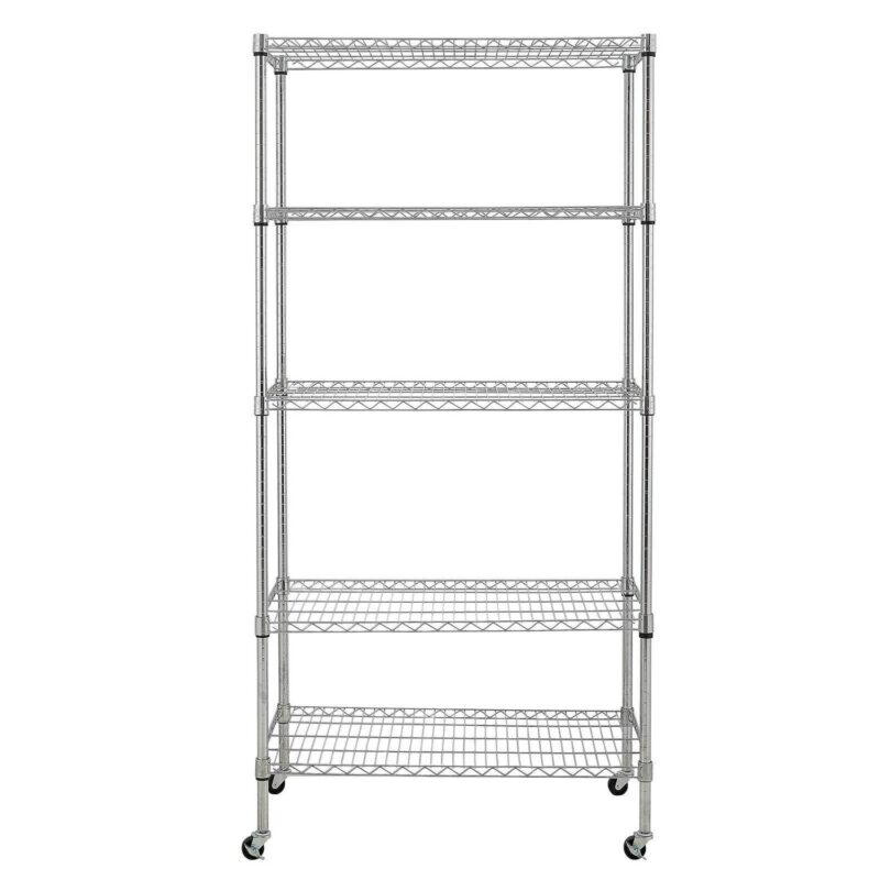Zimtown Heavy Duty 5-Tier Wire Shelving, 35 D x 18 W x 71 H NSF Steel Storage Rack with Wheels, for Commercial, Residential, Warehouse and Industrial Uses - Image 8
