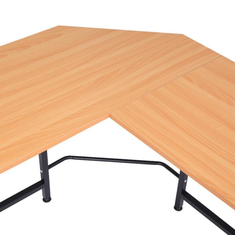 Zimtown L-Shaped Corner Computer Desk PC Wood Laptop Table Workstation Home Office Brown - Image 9