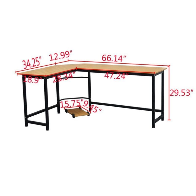 Zimtown L-Shaped Corner Computer Desk PC Wood Laptop Table Workstation Home Office Brown - Image 5