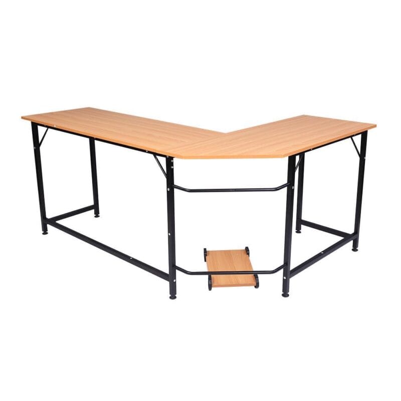 Zimtown L-Shaped Corner Computer Desk PC Wood Laptop Table Workstation Home Office Brown - Image 4
