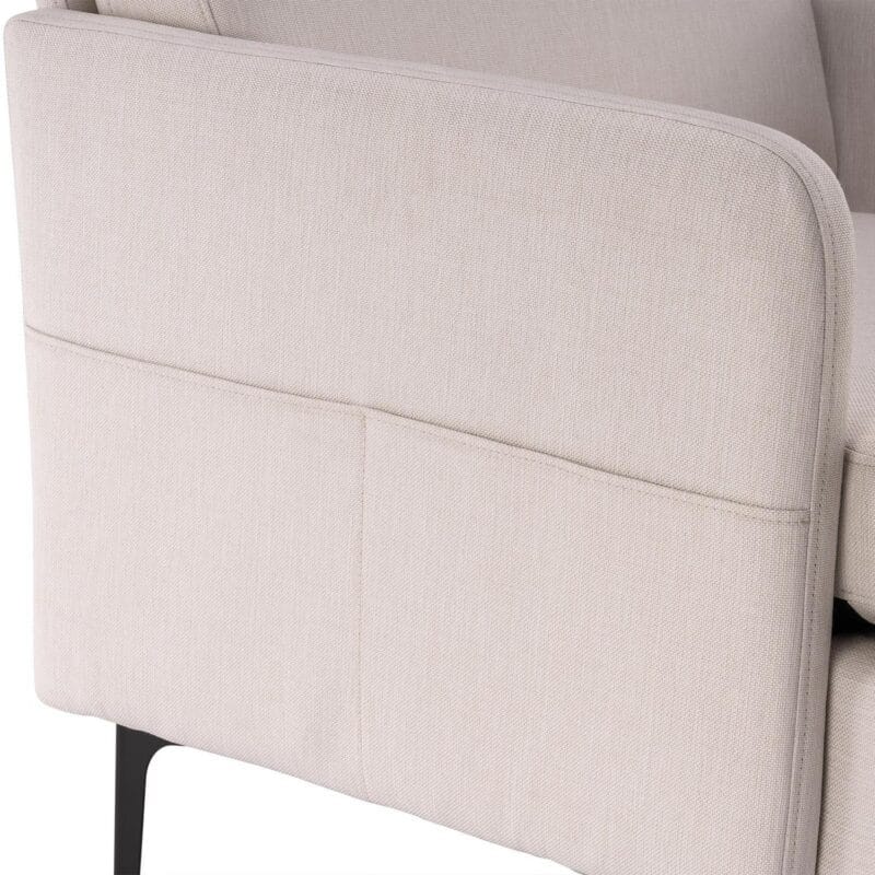 Zimtown Linen Fabric Accent Chairs, Mid Century Modern Armchair, Upholstered Comfy Single Sofa for Living Room, Bedroom Beige - Image 4