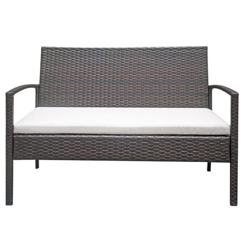 Zimtown PE Rattan 4PCS Conversation Sofa Set with Cushions for Patio Garden Yard Brown - Image 8