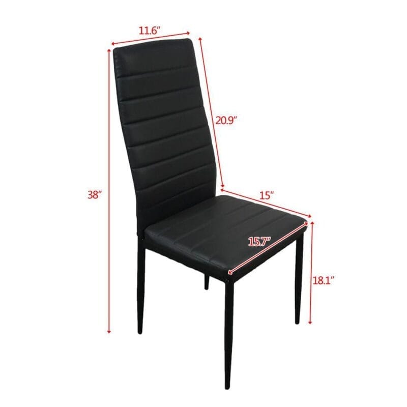 Zimtown Set of 4 Dining Side Chairs PU Leather Elegant Design Home Kitchen Furniture Black - Image 3
