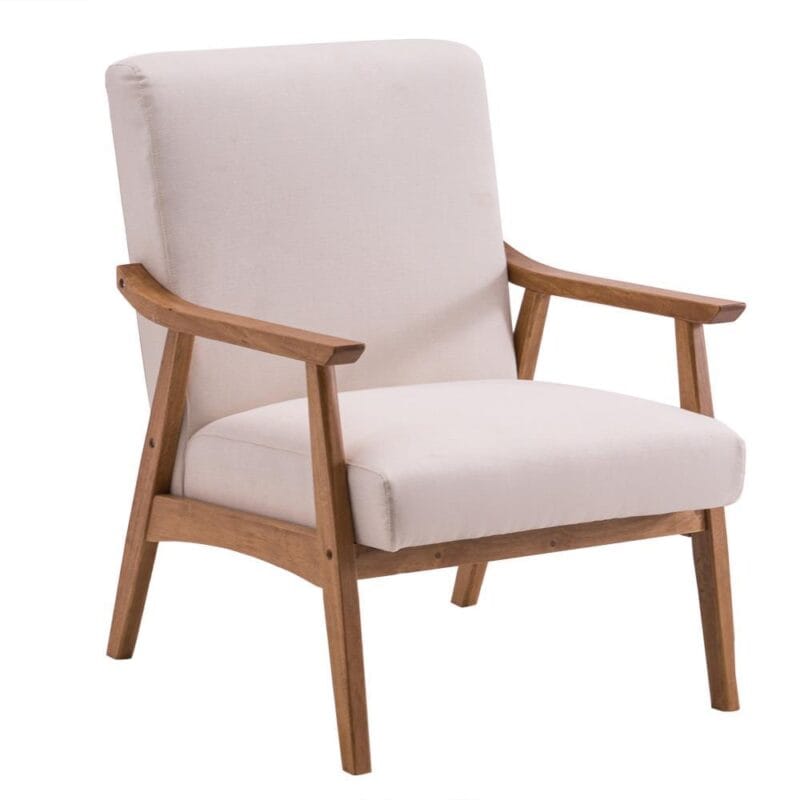 Zimtown Wood Frame Fabric Accent Chair, 27.6  x 31.9  x 33.07 ,Beige - Image 2
