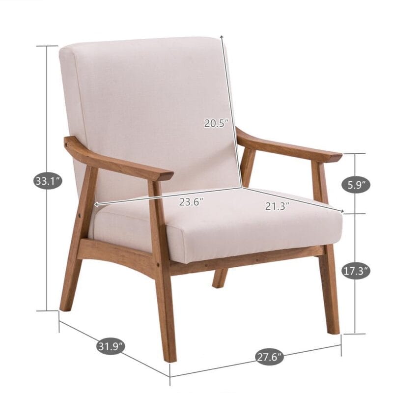 Zimtown Wood Frame Fabric Accent Chair, 27.6  x 31.9  x 33.07 ,Beige - Image 3