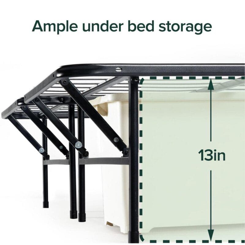 Zinus 14  Black Metal SmartBaseA Tool-Free Assembly Mattress Foundation, Queen - Image 9