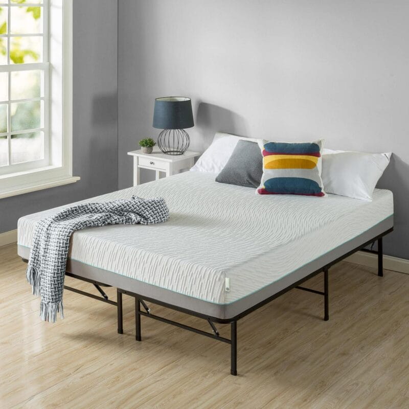 Zinus 14  Black Metal SmartBaseA Tool-Free Assembly Mattress Foundation, Queen