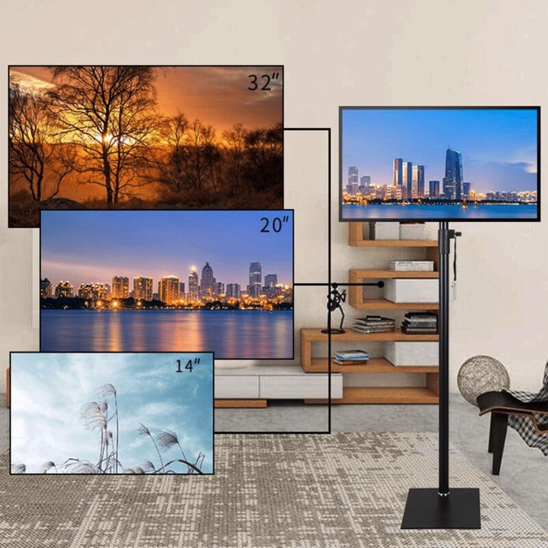 bimiti Floor TV Stand, Fits 13-42 inch TVs, Height Adjustable, Black - Image 4