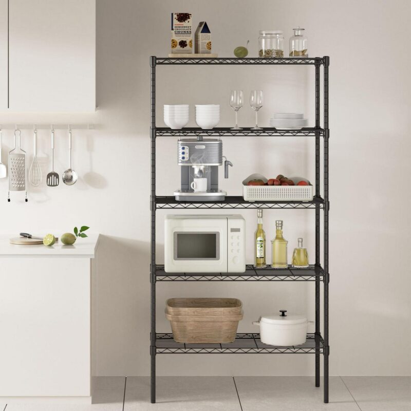 edx 5 Tier Metal Shelving Unit, Height Adjustable Wire Storage Shelves, Holds Up to 2000 LBS, Black - Image 3