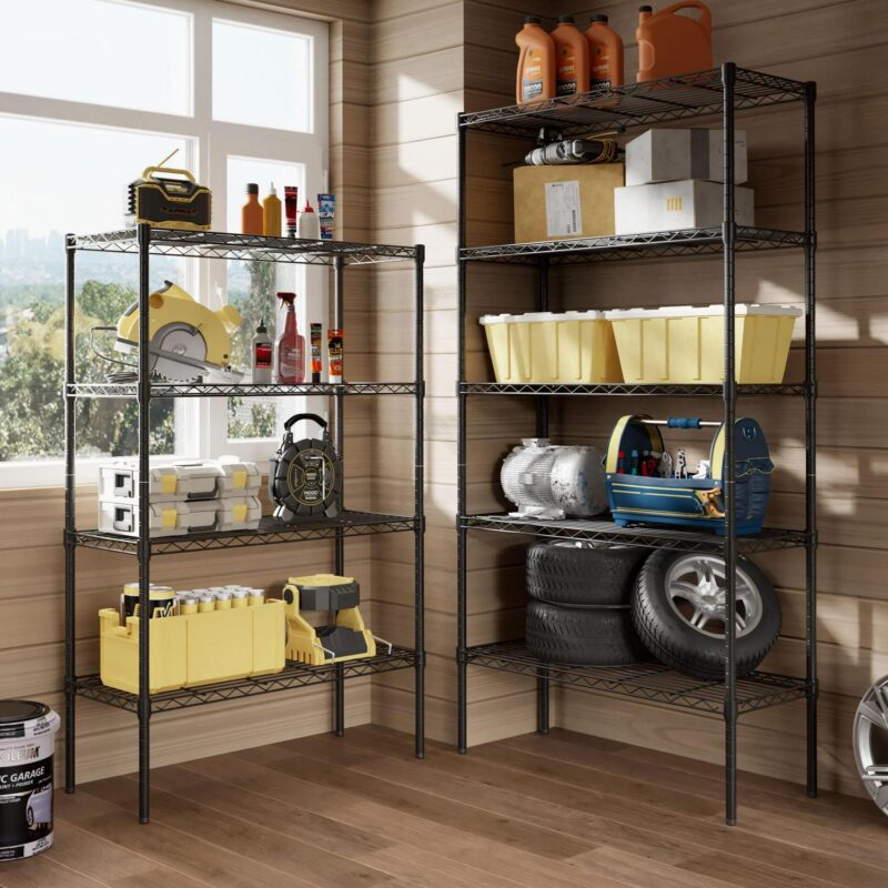 edx 5 Tier Metal Shelving Unit, Height Adjustable Wire Storage Shelves, Holds Up to 2000 LBS, Black - Image 2