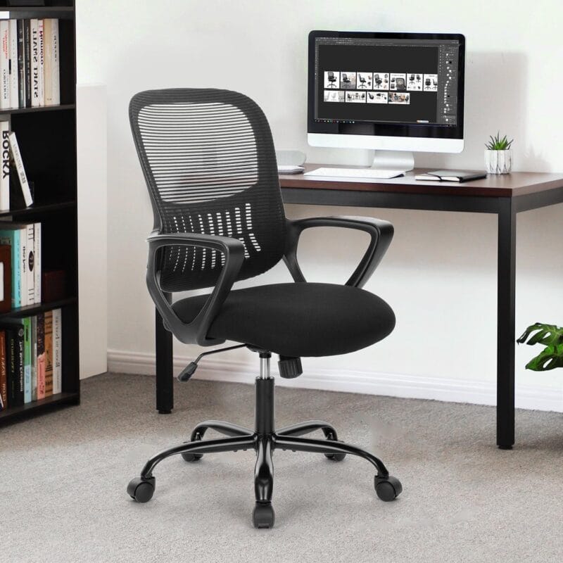 edx Desk Chair with Ergonomic Lumbar Support for Home, Office, Bedroom, 250lbs, Black - Image 3