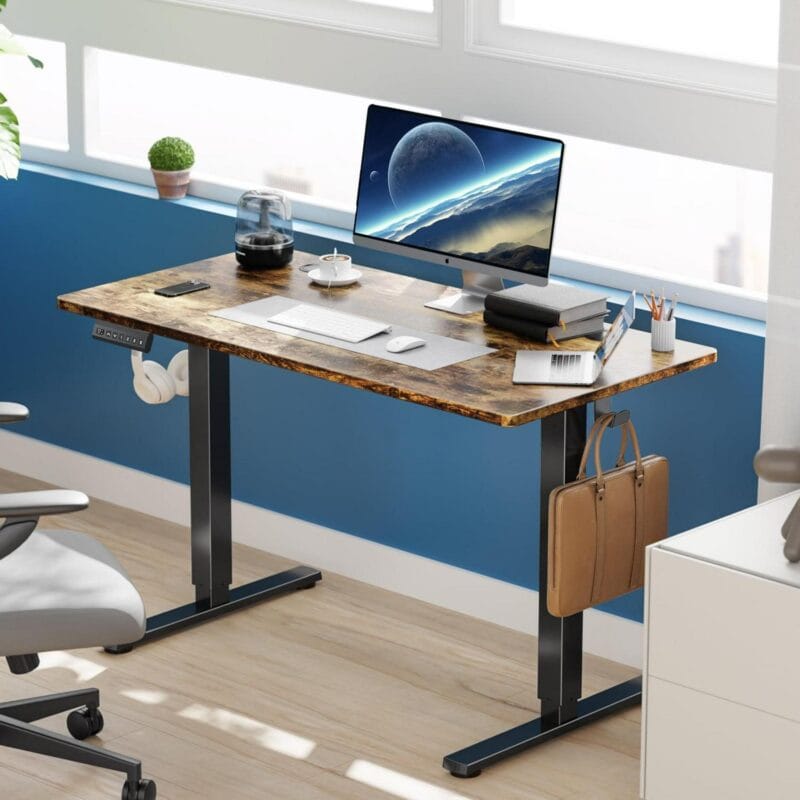 edx Electric Standing Desk, Height Adjustable Desk, 48 x 24 Inches Ergonomic Stand up Desk with Memory Preset and T-Shaped Metal Bracket for Home Office - Image 4