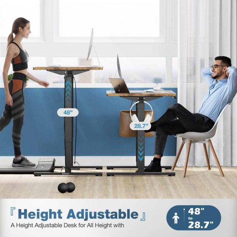 edx Electric Standing Desk, Height Adjustable Desk, 48 x 24 Inches Ergonomic Stand up Desk with Memory Preset and T-Shaped Metal Bracket for Home Office - Image 2