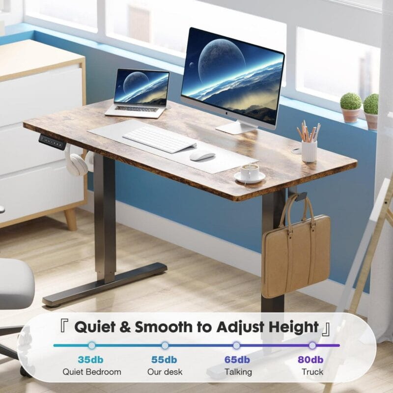 edx Electric Standing Desk, Height Adjustable Desk, 48 x 24 Inches Ergonomic Stand up Desk with Memory Preset and T-Shaped Metal Bracket for Home Office - Image 7