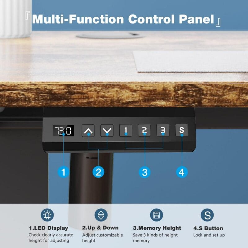 edx Electric Standing Desk, Height Adjustable Desk, 48 x 24 Inches Ergonomic Stand up Desk with Memory Preset and T-Shaped Metal Bracket for Home Office - Image 3