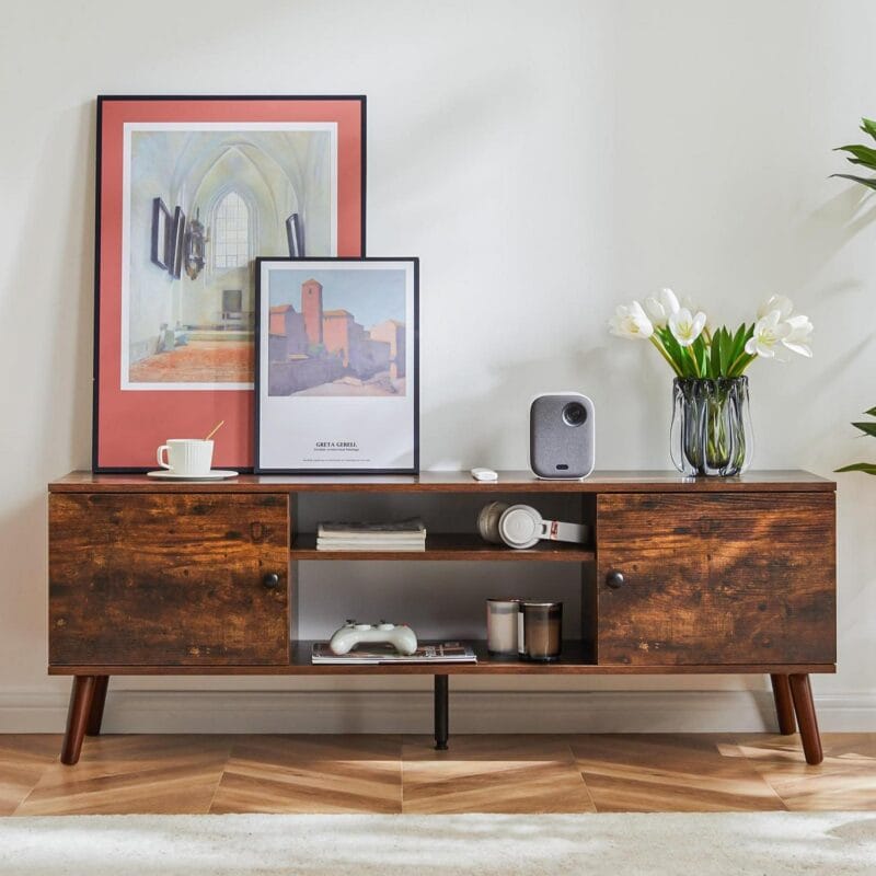 edx Modern TV Stand for 55 60 inch TV, Mid Century Entertainment Centre, Media Console Table with Storage for Living Room, Office, Brown - Image 5