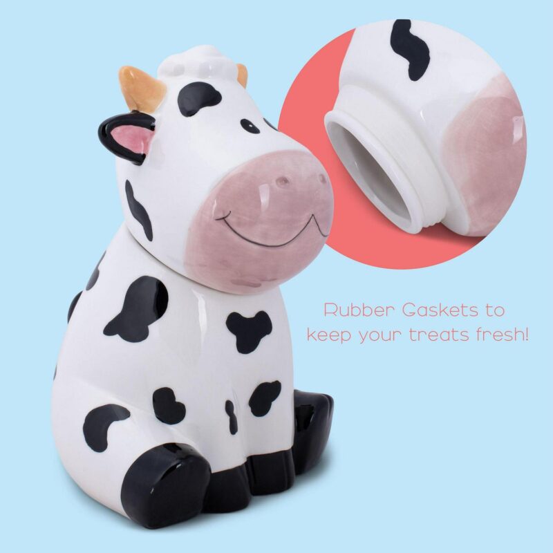 100 North Cute Spotted Cow Farm 10.5 x 7.1 Dolomite Ceramic Cookie Jar - Image 4