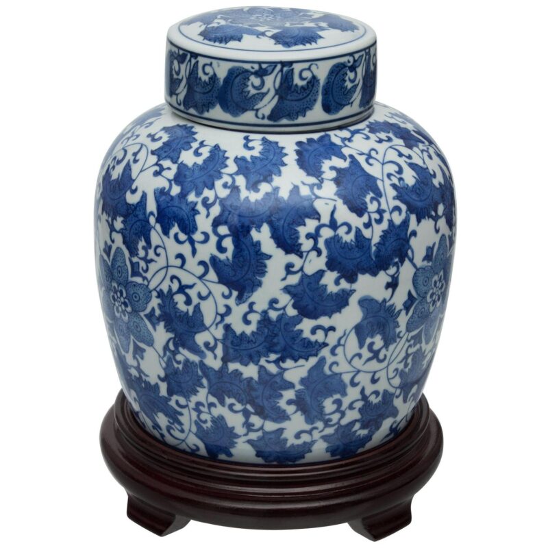 10  Floral Blue and White Porcelain Ginger Jar - Image 2