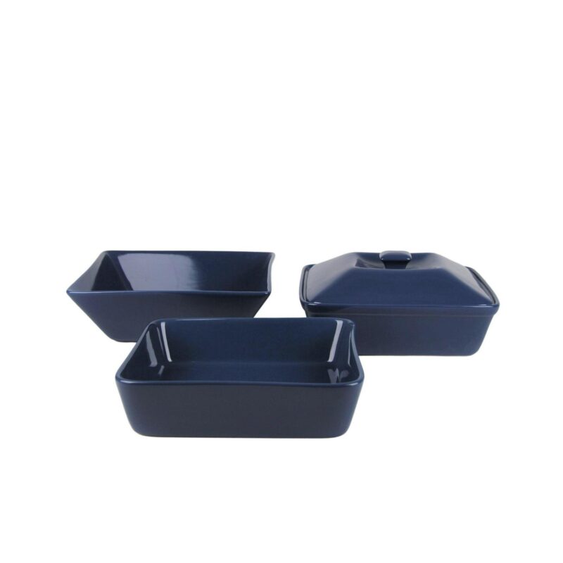 10 Strawberry Street Nova Square 45 Piece Stoneware Dinnerware Set, Dark Blue - Image 3