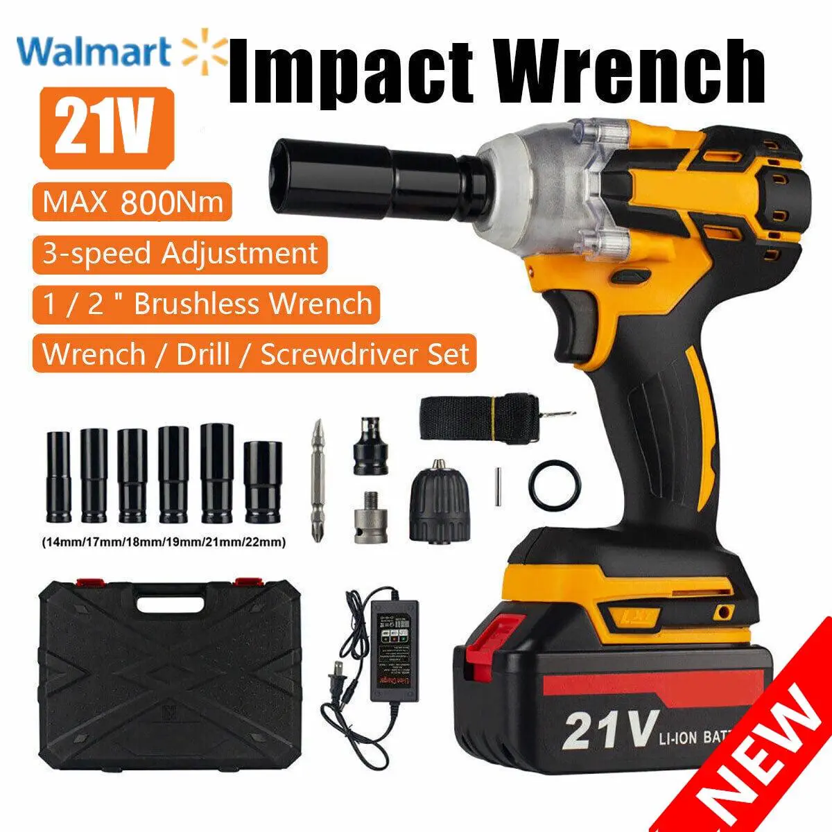21V Cordless Impact Wrench 1/2 , 800Nm Brushless High Torque Impact Drill Driver Kit with LED Light 1 21V Cordless Impact Wrench 1/2 , 800Nm Brushless High Torque Impact Drill Driver Kit with LED Light