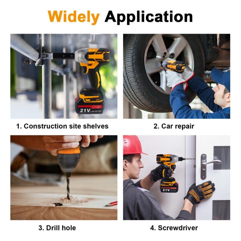 21V Cordless Impact Wrench 1/2 , 800Nm Brushless High Torque Impact Drill Driver Kit with LED Light - Image 8