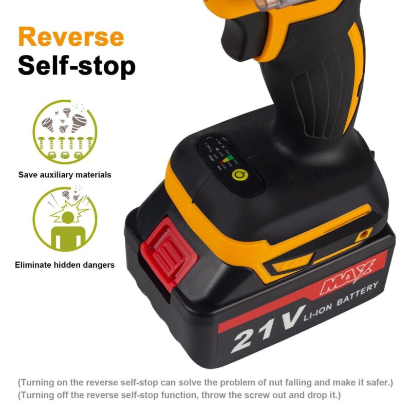 21V Cordless Impact Wrench 1/2 , 800Nm Brushless High Torque Impact Drill Driver Kit with LED Light - Image 6
