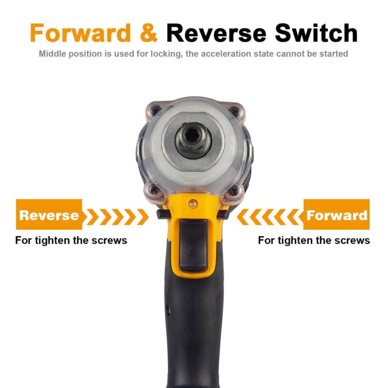 21V Cordless Impact Wrench 1/2 , 800Nm Brushless High Torque Impact Drill Driver Kit with LED Light - Image 5