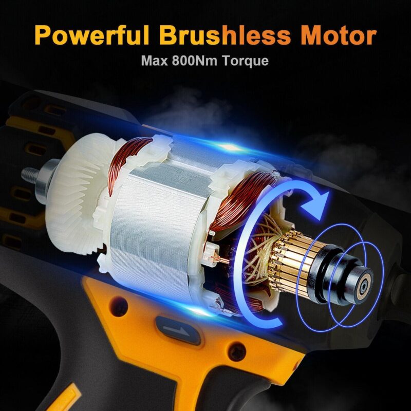 21V Cordless Impact Wrench 1/2 , 800Nm Brushless High Torque Impact Drill Driver Kit with LED Light - Image 4