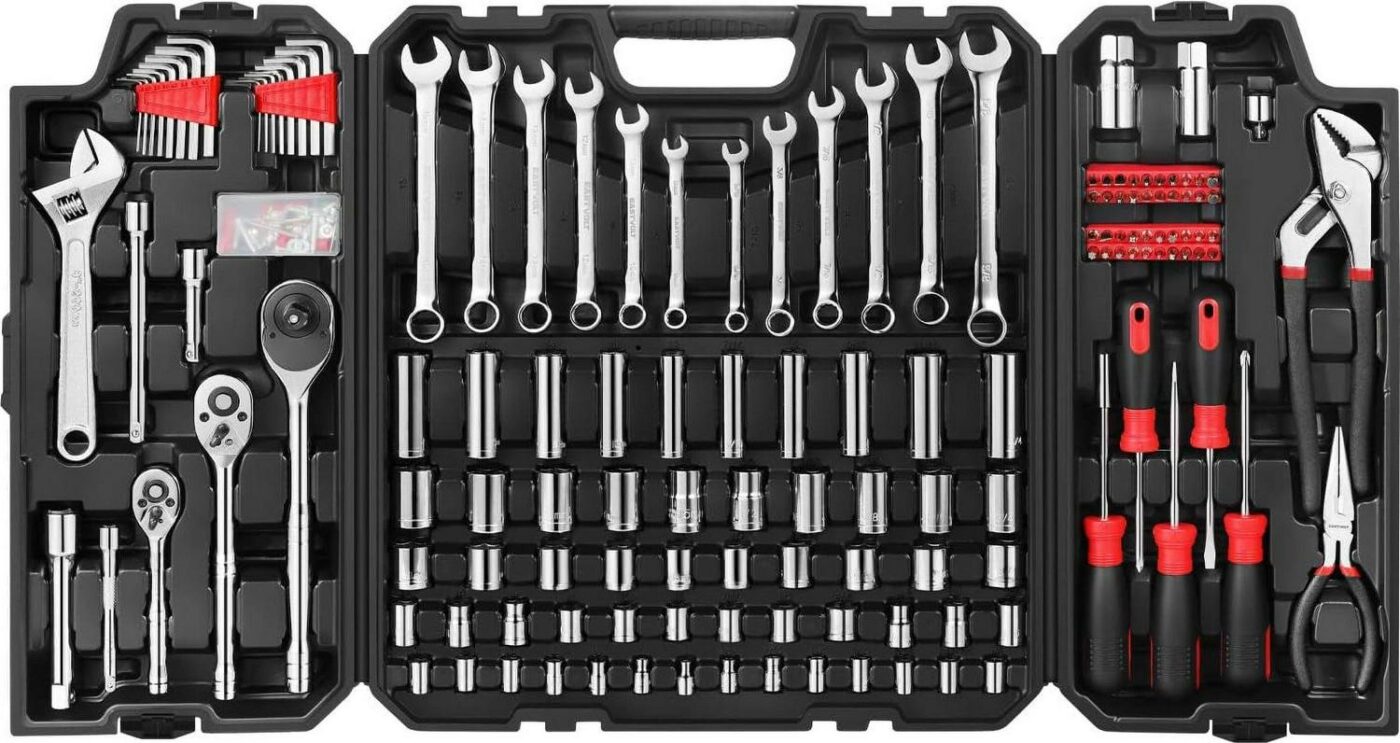 248 Pieces Mechanics Tool Set, General Purpose Mixed Sockets and Wrenches, Hand Tool Set Auto Repair Tool Kit with Storage Case