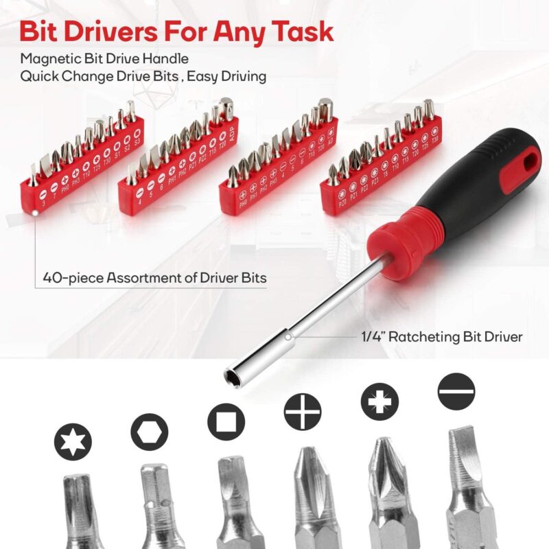 248 Pieces Mechanics Tool Set, General Purpose Mixed Sockets and Wrenches, Hand Tool Set Auto Repair Tool Kit with Storage Case - Image 9