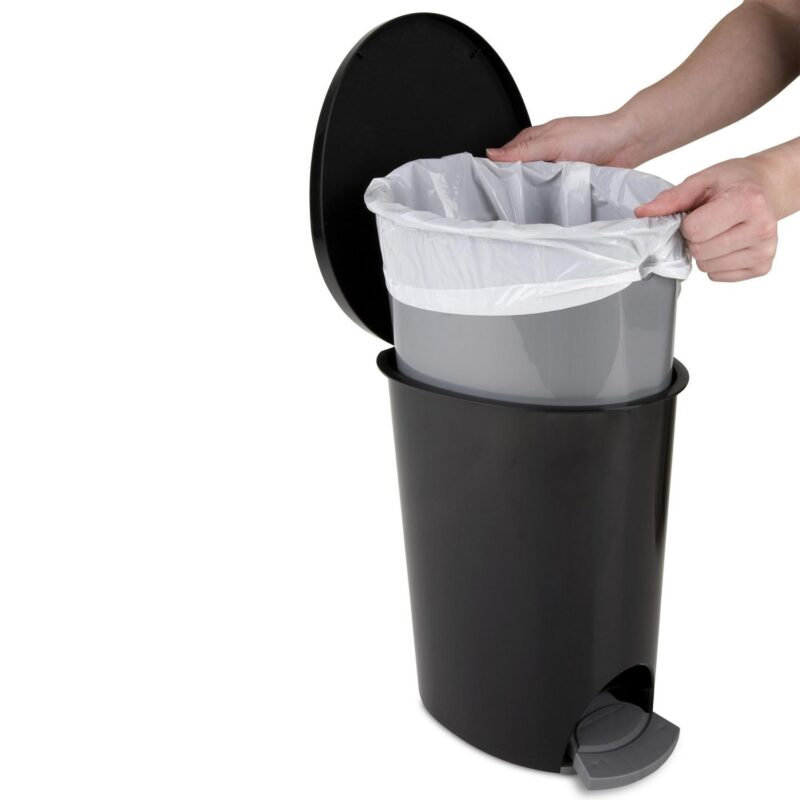 (2 pack) Sterilite 2.6 Gallon Ultraa c StepOn Trash Can, Plastic, Bathroom, Black Trash Can - Image 7