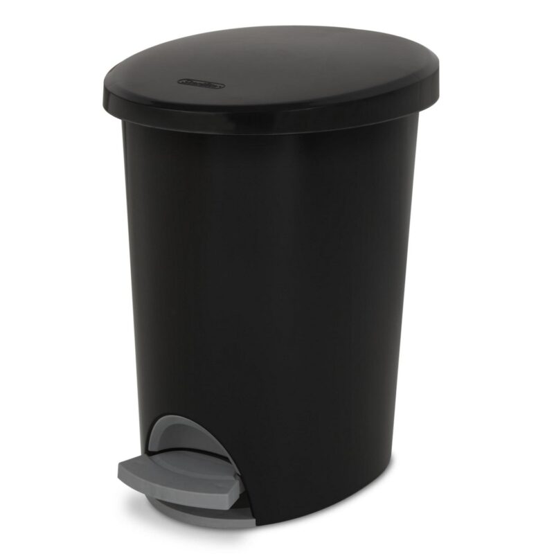 (2 pack) Sterilite 2.6 Gallon Ultraa c StepOn Trash Can, Plastic, Bathroom, Black Trash Can - Image 2