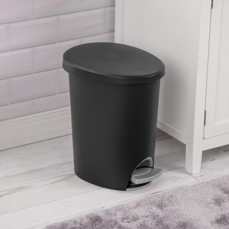 (2 pack) Sterilite 2.6 Gallon Ultraa c StepOn Trash Can, Plastic, Bathroom, Black Trash Can - Image 5